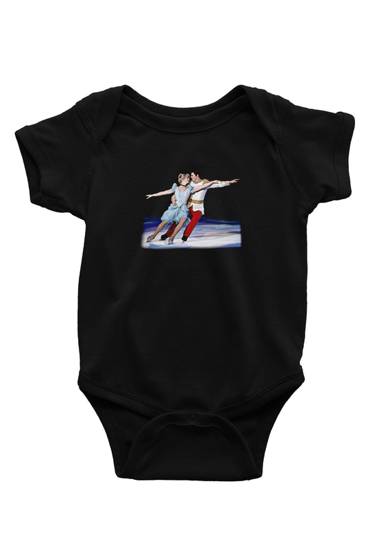 Buz Pateni - Ice skating Baskılı Unisex Siyah Bebek Body - Zıbın