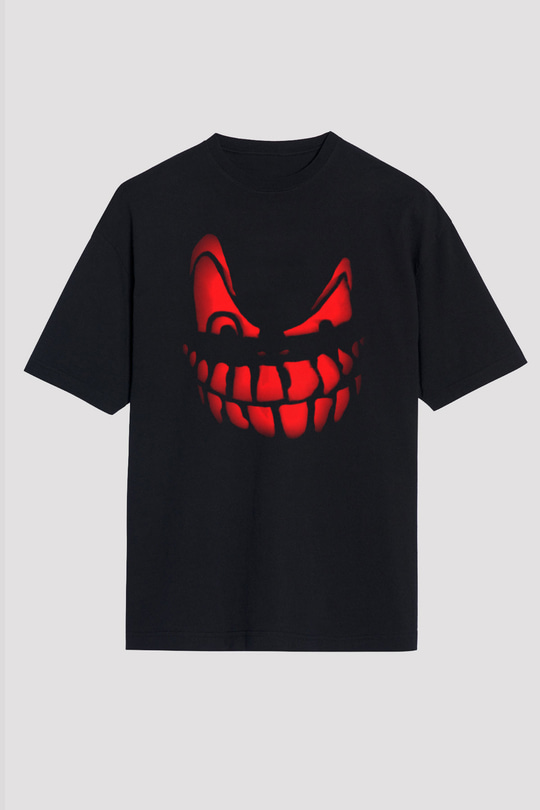 Cadılar Bayramı-Halloween Siyah Unisex Oversize Tişört T-Shirt