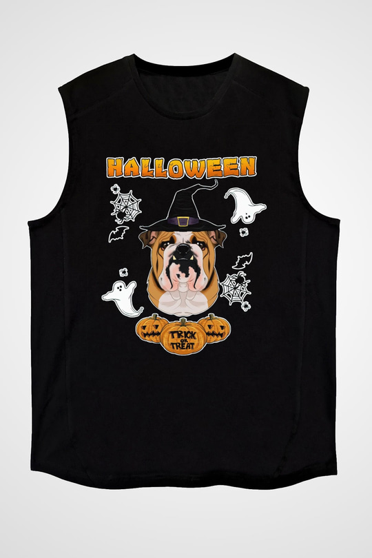 Cadılar Bayramı-Halloween Siyah Unisex Kolsuz Tişört