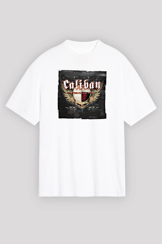 Caliban Baskılı Unisex Beyaz Oversize Tişört