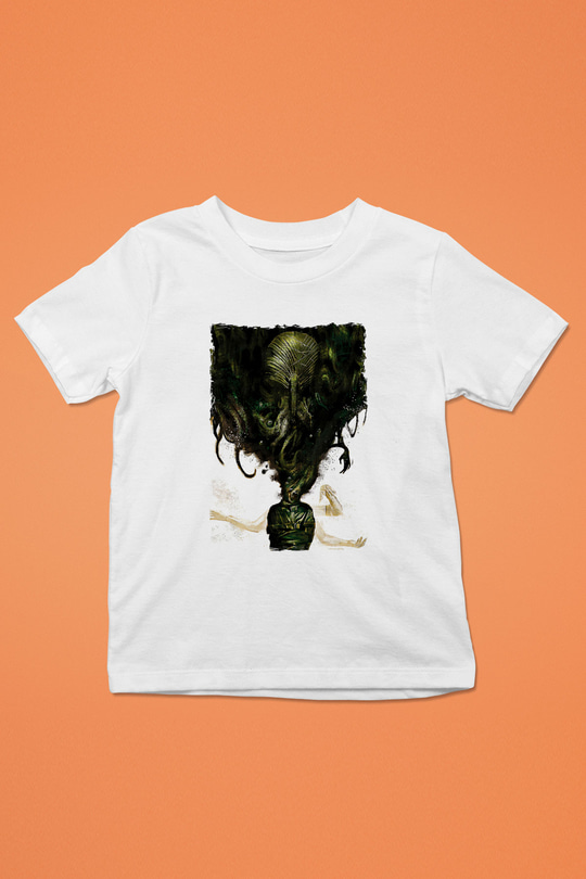 Call Of Ctulhu Baskılı Beyaz Unisex Beyaz Çocuk Tişört - Tshirt