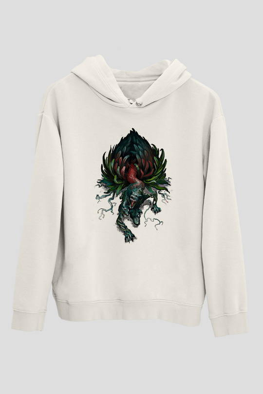 Call Of Ctulhu Baskılı Beyaz Unisex Kapüşonlu Sweatshirt