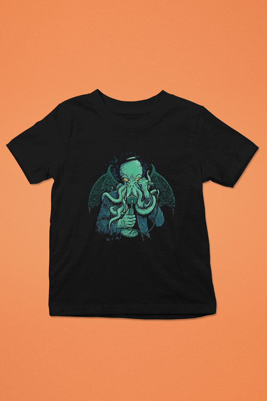 Call Of Ctulhu Baskılı Unisex Siyah Çocuk Tişört - Tshirt