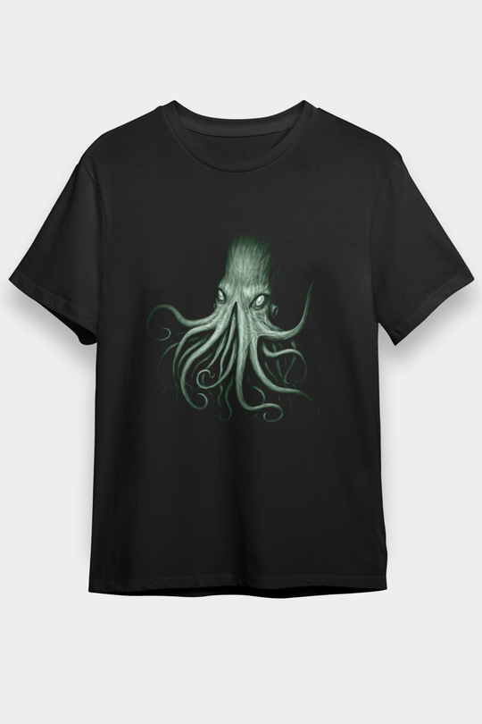 Call Of Ctulhu Baskılı Unisex Siyah Tişört - Tshirt