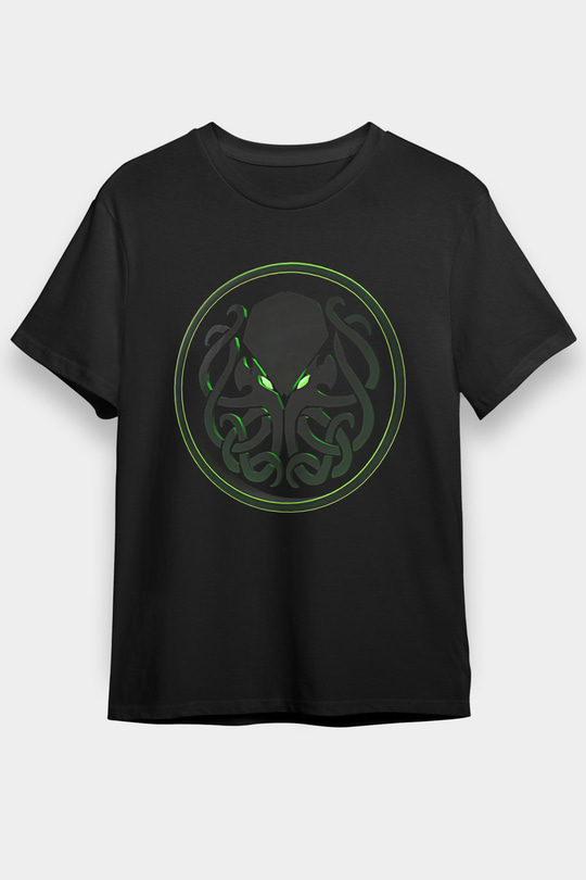 Call Of Ctulhu Baskılı Unisex Siyah Tişört - Tshirt