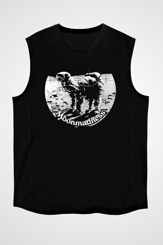 Camel Baskılı Unisex Siyah Kolsuz Tişört - Tshirt