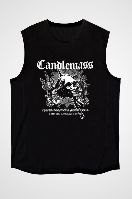 Candlemass Baskılı Unisex Siyah Kolsuz Tişört