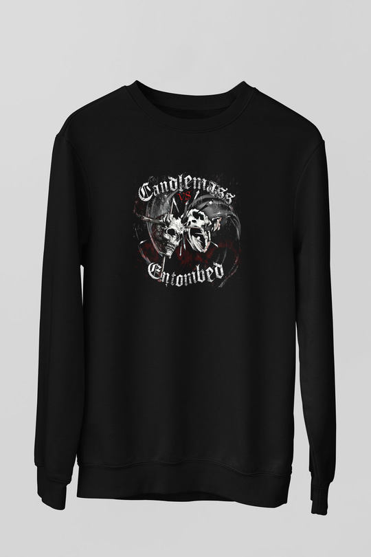Candlemass Baskılı Unisex Siyah Sweatshirt