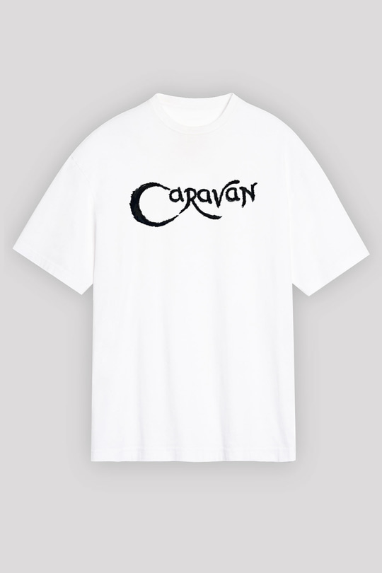Caravan Baskılı Beyaz Unisex Oversize Tişört - Tshirt