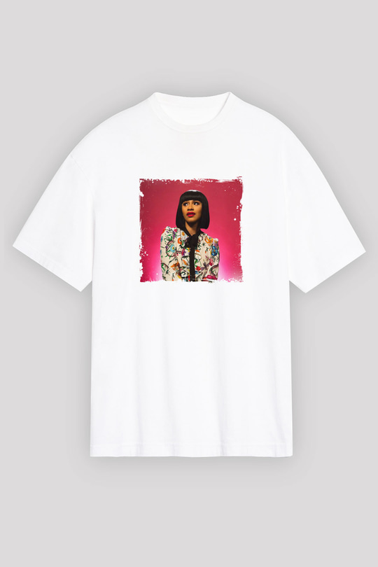 Cardi B Baskılı Unisex Beyaz Tişört