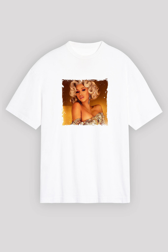 Cardi B Baskılı Unisex Beyaz Tişört
