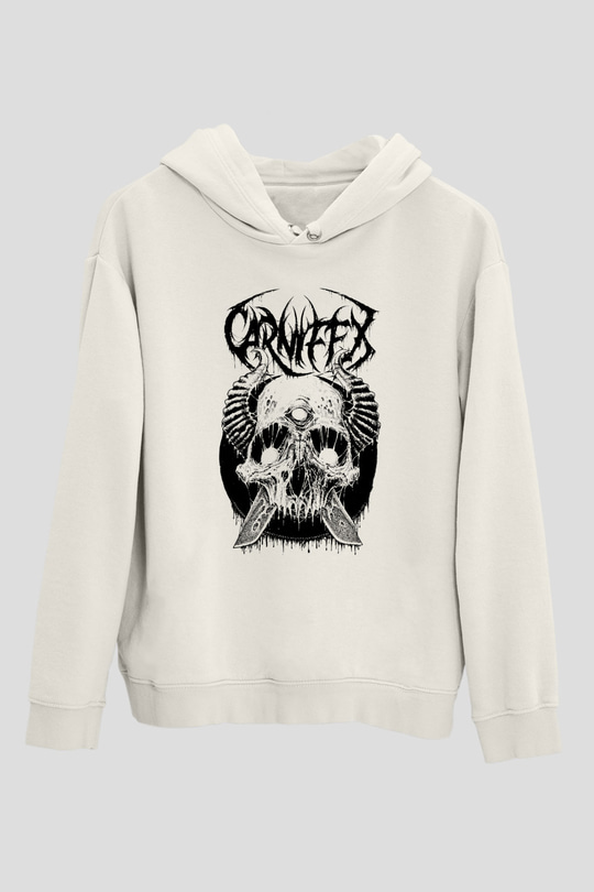 Carnifex Beyaz Unisex Kapüşonlu Sweatshirt