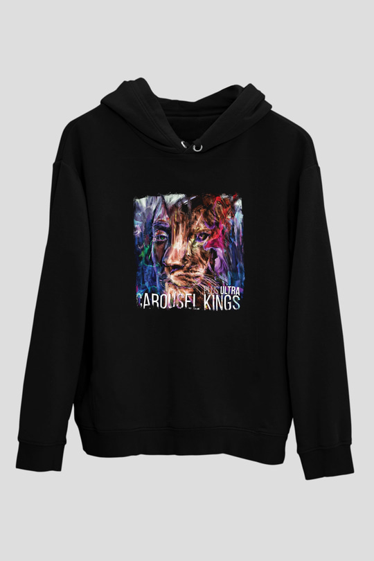 Carousel Kings Baskılı Unisex Siyah Hoodie