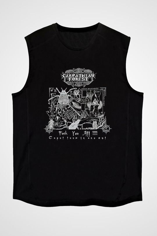 Carpathian Forest Baskılı Unisex Siyah Kolsuz Tişört - Tshirt