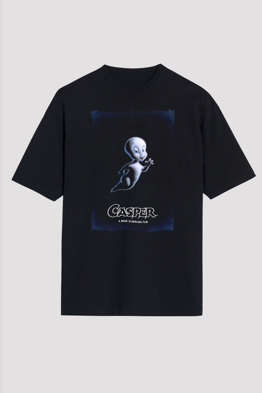Casper Baskılı Unisex Siyah Tişört