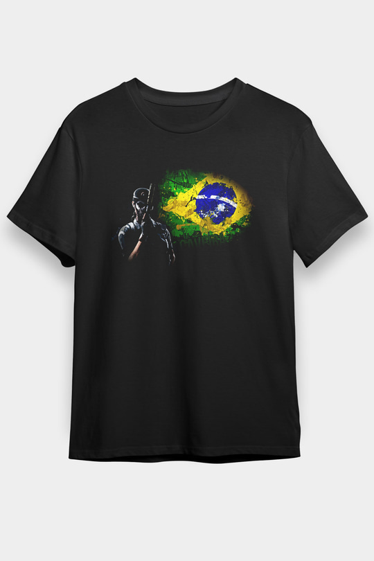 Caveira Baskılı Unisex Siyah Tişört - Tshirt
