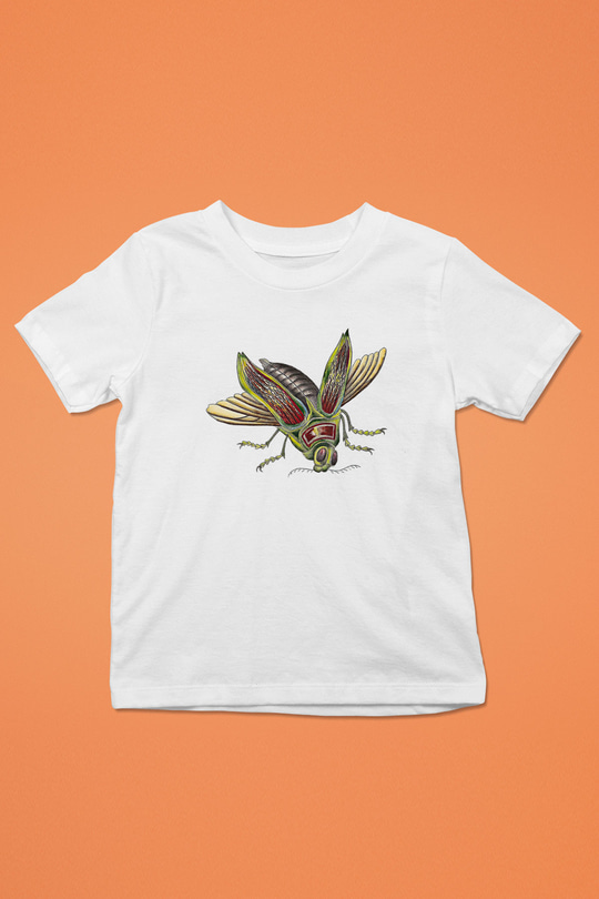 Çekirge Baskılı Beyaz Unisex Beyaz Çocuk Tişört - Tshirt