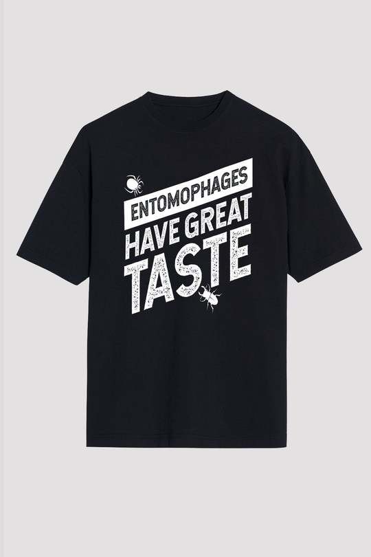 Çekirge Baskılı Unisex Siyah Oversize Tişört - Tshirt