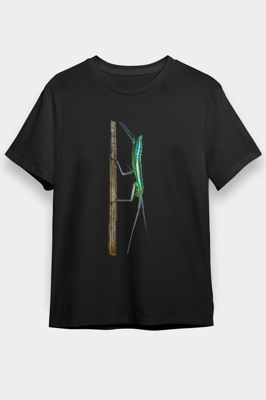 Çekirge Baskılı Unisex Siyah Tişört - Tshirt