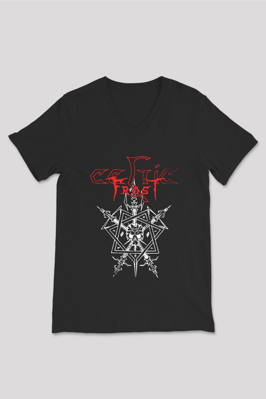 Celtic Frost Baskılı Unisex Siyah V Yaka Tişört - Tshirt