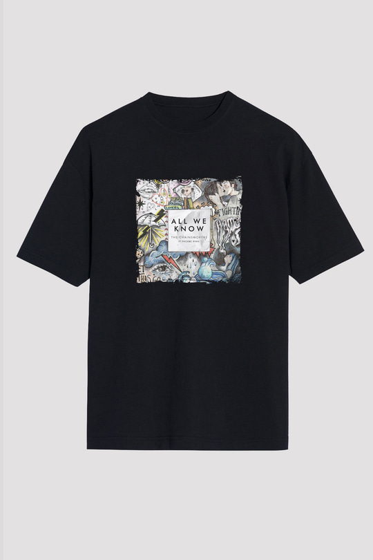 Chainsmokers Baskılı Unisex Oversize Siyah Tişört