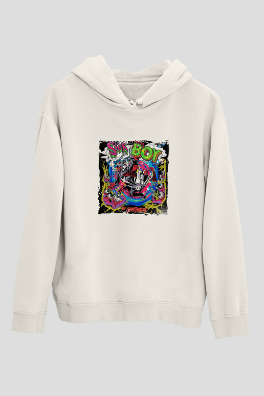 ChainsmokersBaskılı Beyaz Hoodie