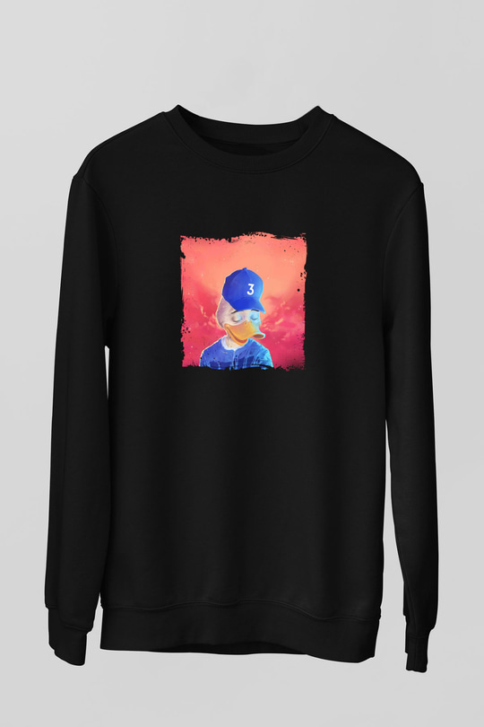 Chance The Rapper Baskılı Unisex Siyah Sweatshirt