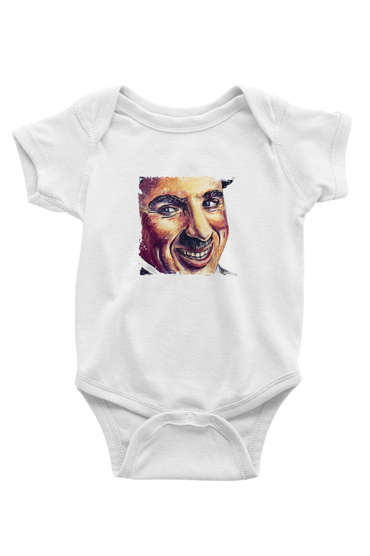 Charlie Chaplin Unisex Baskılı Beyaz Bebek Body - Zıbın