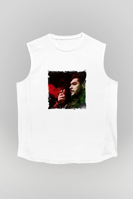Che Guevara Unisex Baskılı Beyaz Kolsuz Tişört
