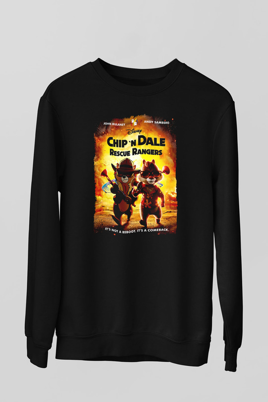 Chip'n Dale Rescue Rangers Siyah Unisex  Sweatshirt