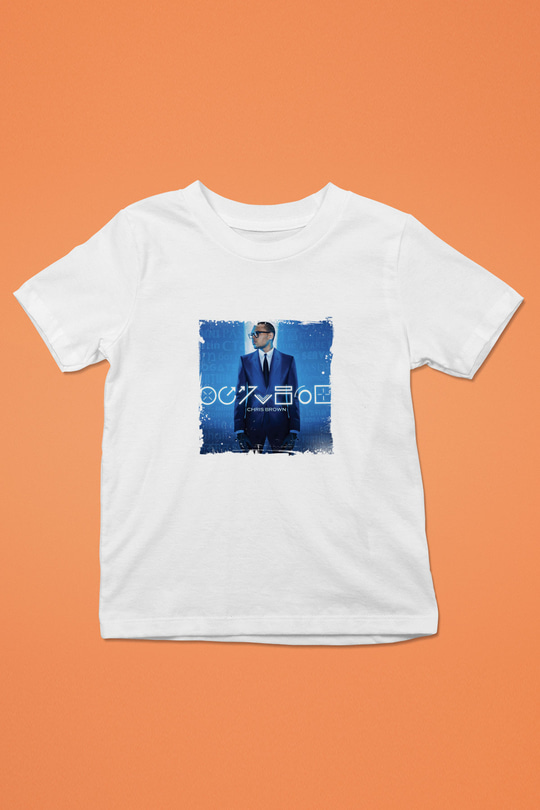 Chris Brown Baskılı Unisex Beyaz Çocuk Tişört