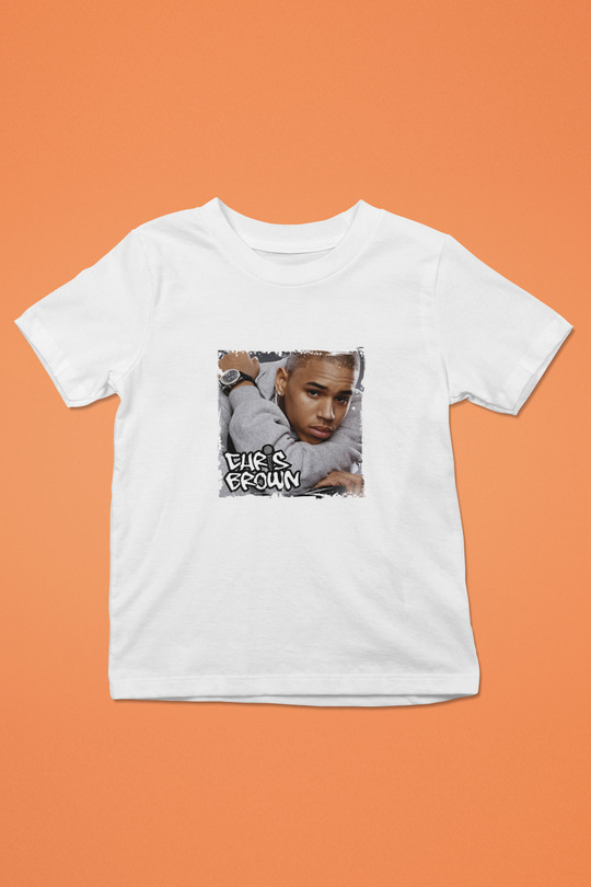 Chris Brown Baskılı Unisex Beyaz Çocuk Tişört