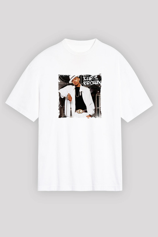 Chris Brown Baskılı Unisex Beyaz Tişört