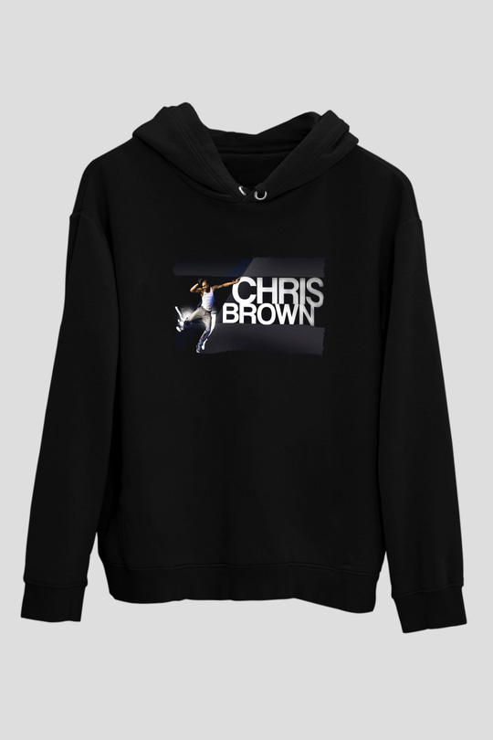 Chris Brown Siyah Unisex Kapüşonlu Sweatshirt