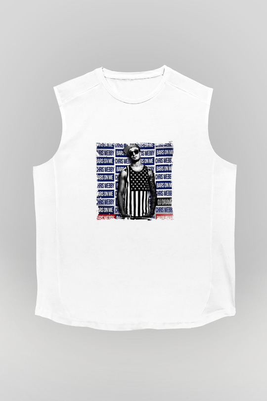 Chris Webby Baskılı Unisex Beyaz Kolsuz Tişört