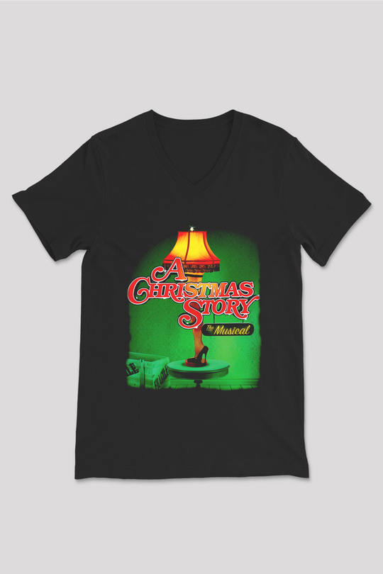 Christmas Story Siyah Unisex  V Yaka Tişört