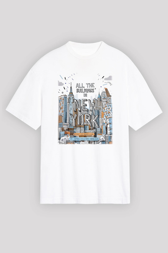 Chrysler Binası Beyaz Unisex Oversize Tişört T-Shirt