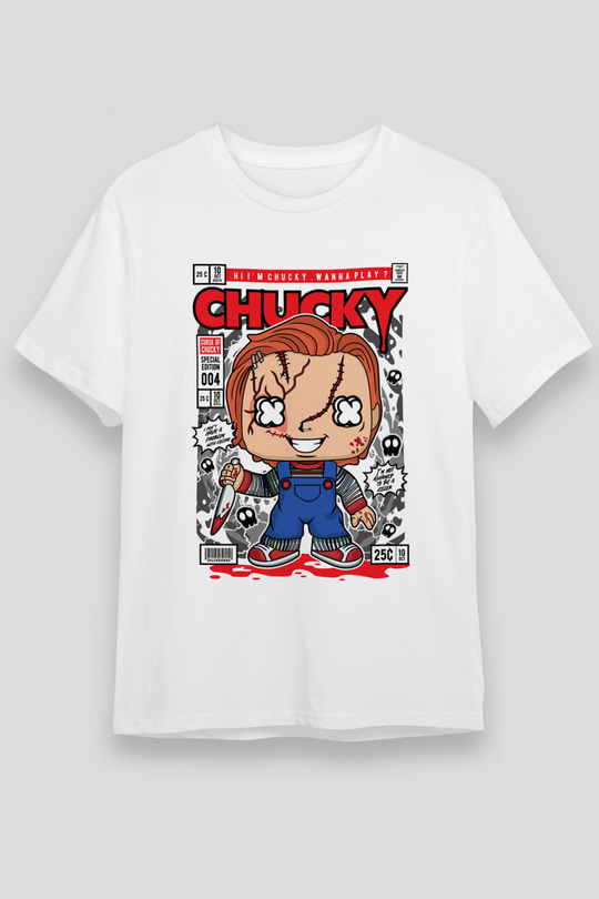Chucky Baskılı Unisex Beyaz Tişört