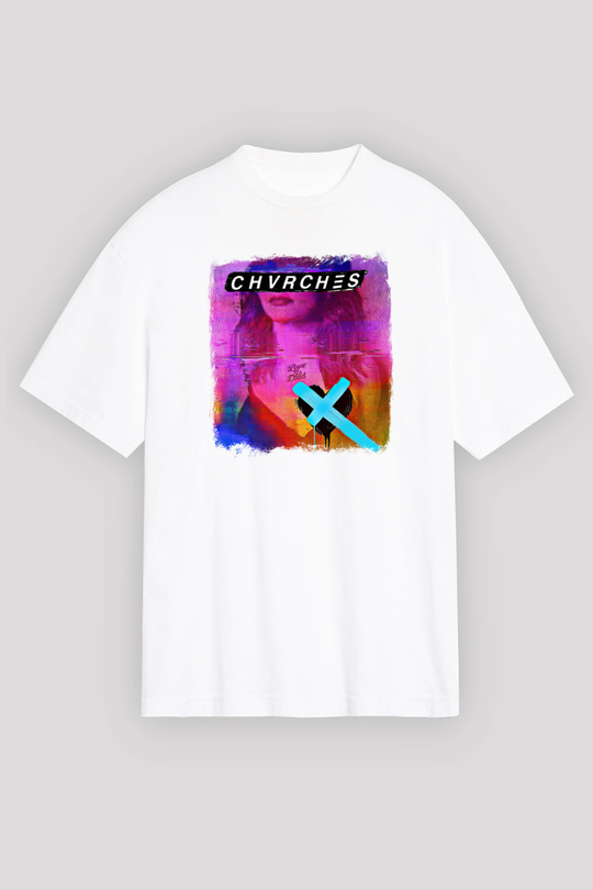 CHVRCHES Baskılı Unisex Beyaz Oversize Tişört