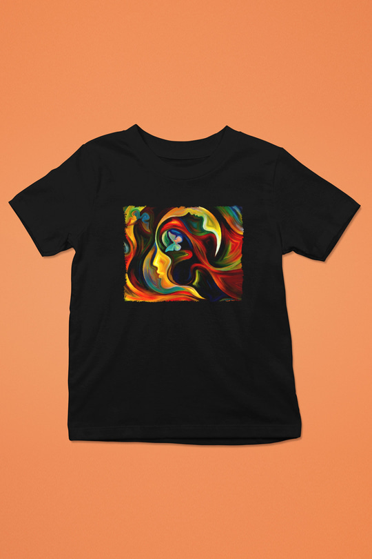 Çiçek Siyah Unisex Çocuk Tişört