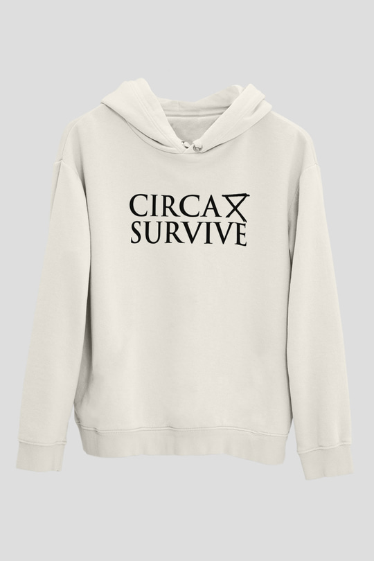 Circa Survive Beyaz Unisex Kapşonlu Sweatshirt