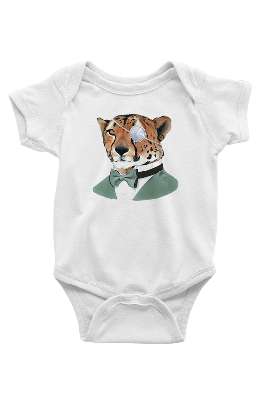 Çita Baskılı Beyaz Unisex Bebek Body - Zıbın
