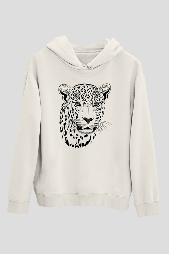 Çita Beyaz Unisex Kapşonlu Sweatshirt
