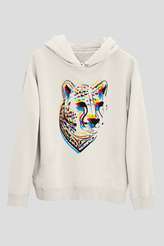 Çita Beyaz Unisex Kapşonlu Sweatshirt