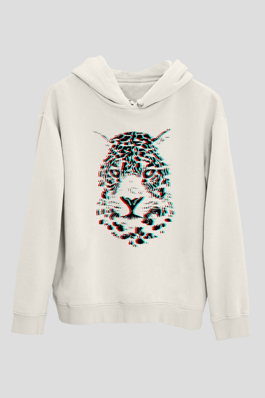 Çita Beyaz Unisex Kapüşonlu Sweatshirt