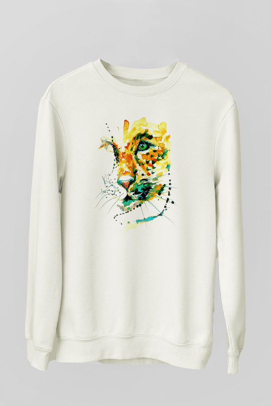Çita Beyaz Unisex Sweatshirt