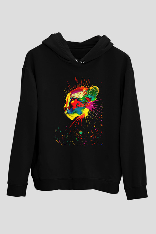 Çita Siyah Unisex Hoodie