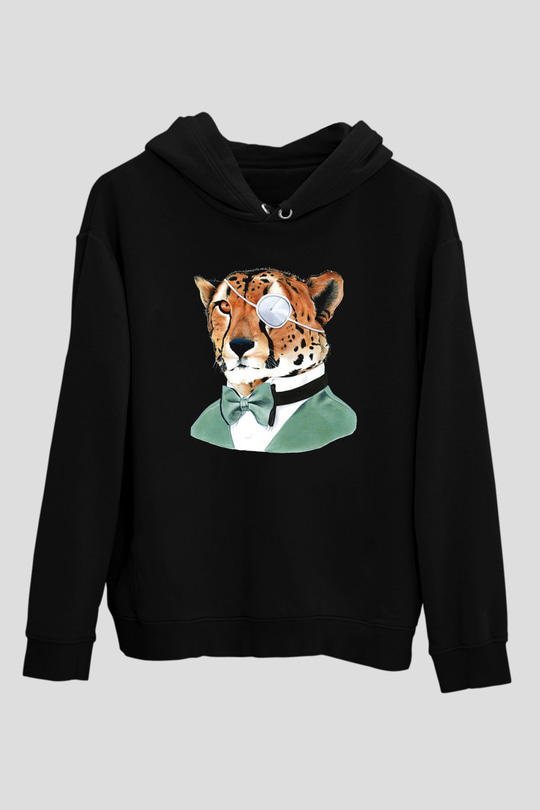 Çita Siyah Unisex Hoodie