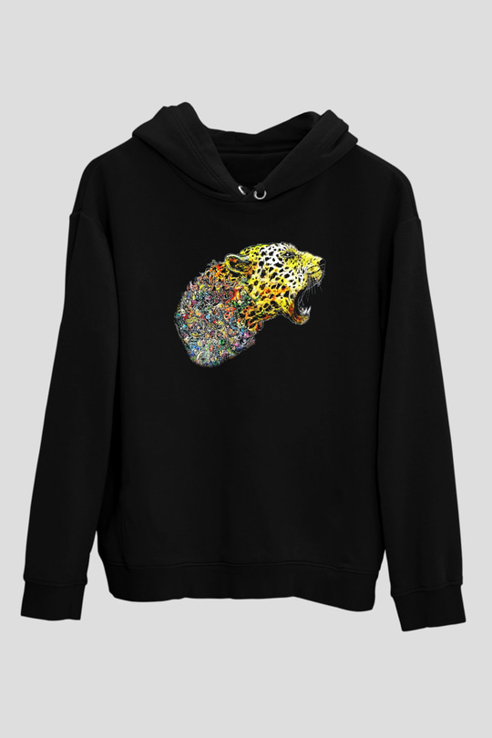 Çita Siyah Unisex Hoodie
