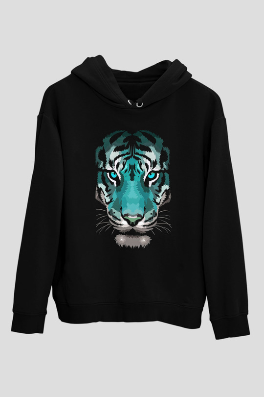 Çita Siyah Unisex Kapüşonlu Sweatshirt
